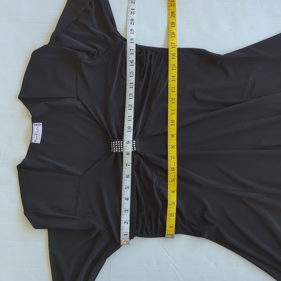 FunFash Empire Waist A-Line Midi Dress XL Black Faux Rhinestone Bling - Picture 12 of 13